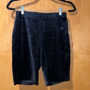 Juicy Couture black faux velvet biker shorts with crown logo